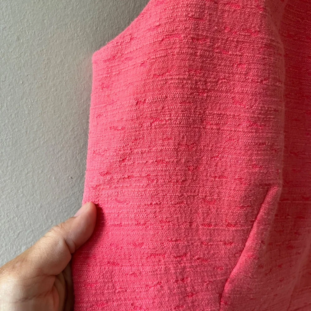 Kate Spade Sz 8 Coral Pink Midi Lined Tank Sheath V Neck Dress Back Zip - Picture 7 of 12